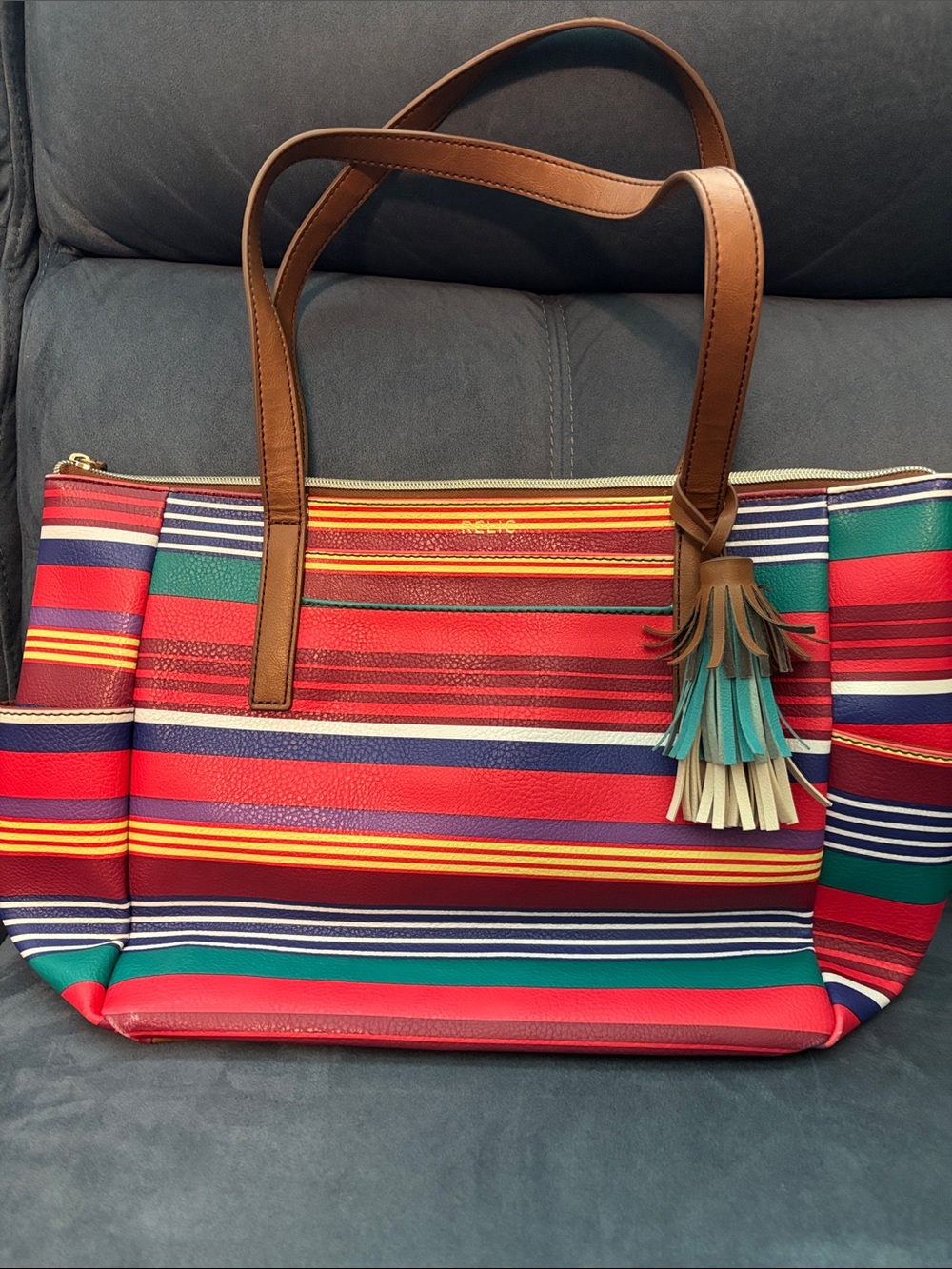 Relic Red Multicolor Tote Bag with Tassel